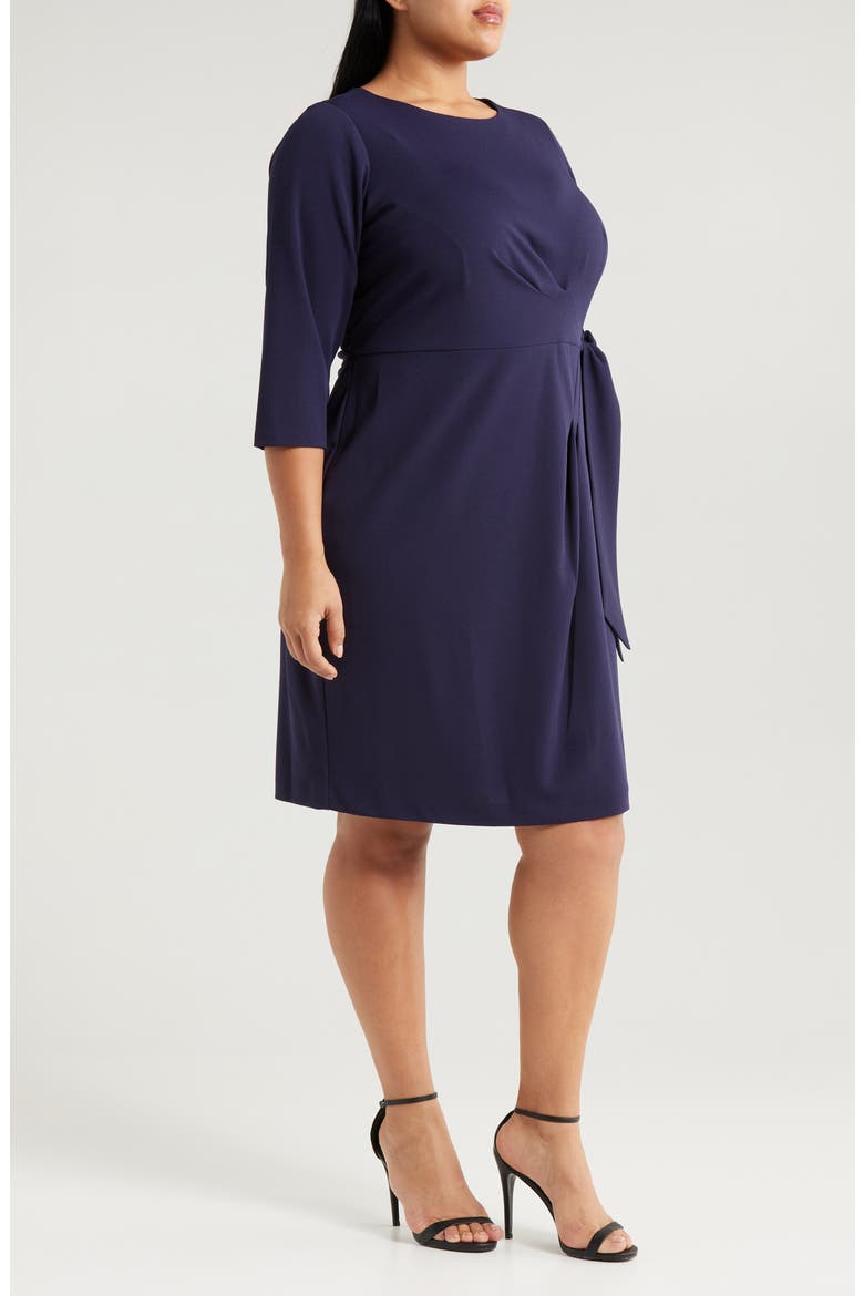 Side Tie Faux Wrap Sheath Dress, Alternate, color, MIDNIGHT NAVY