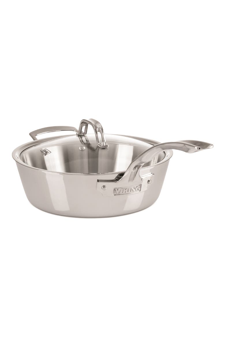 Contemporary 3.6-Quart Stainless Steel Sauté Pan with Lid, Main, color, STAINLESS STEEL