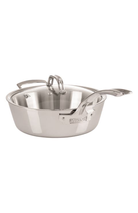 Contemporary 3.6-Quart Stainless Steel Sauté Pan with Lid