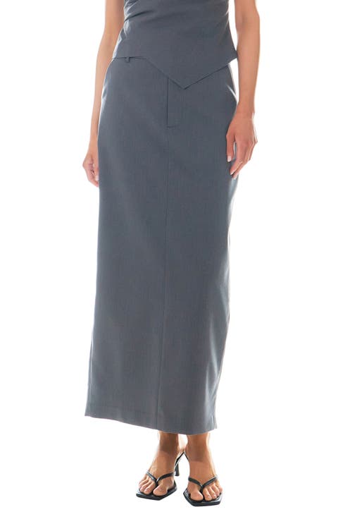 スカート SPORTMAX Woman Skirt Grey 2422106093600 001 Baviera Pleated Skirt in Grey Sportmax