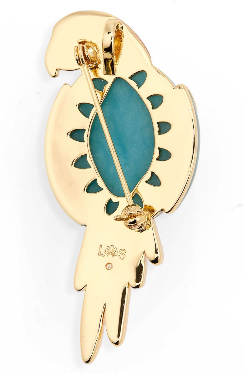 Lele Sadoughi Eileen Parrot Convertible Brooch & Pendant Necklace, Alternate, color, Clementine Turquoise