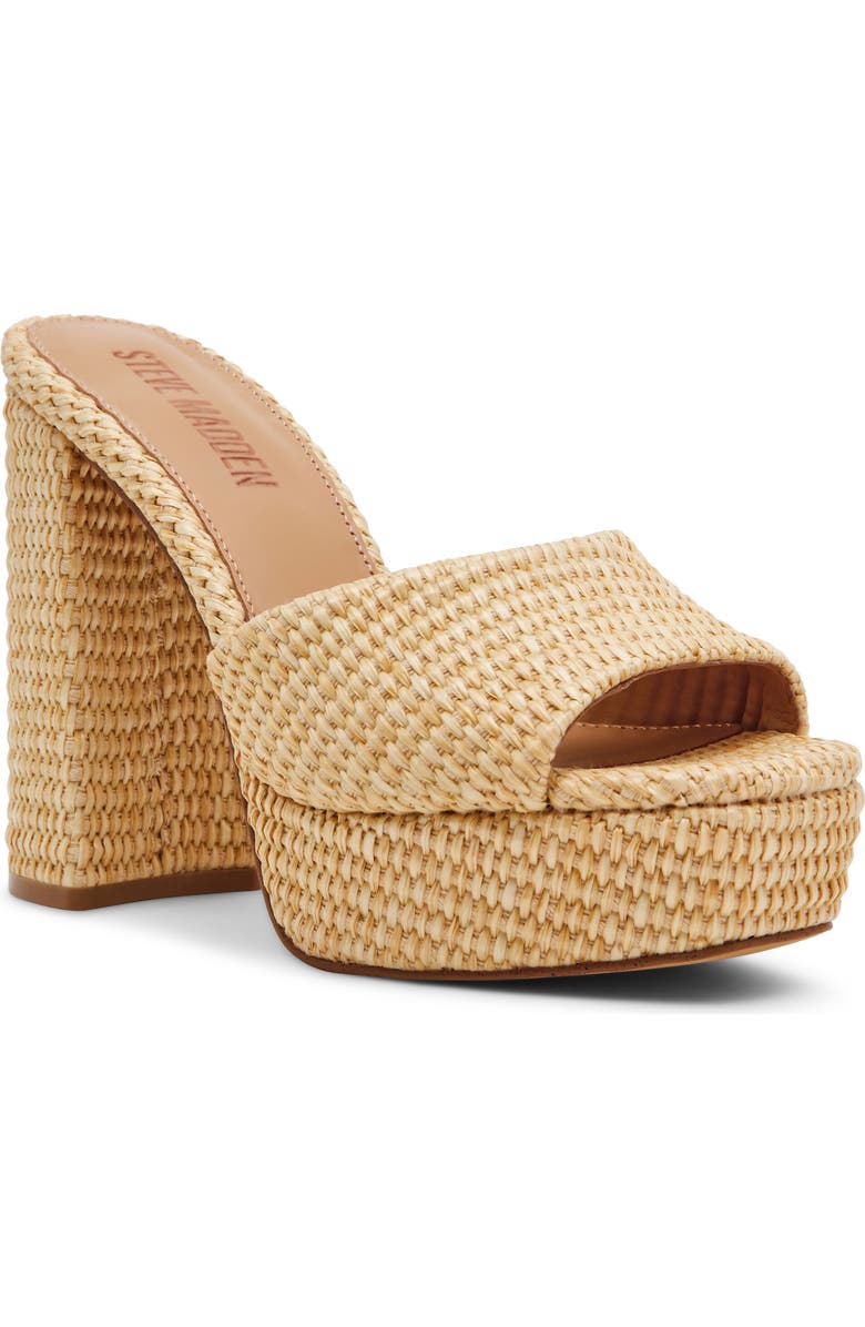 Steve Madden Joel Platform Sandal, Main, color, Natural Raffia