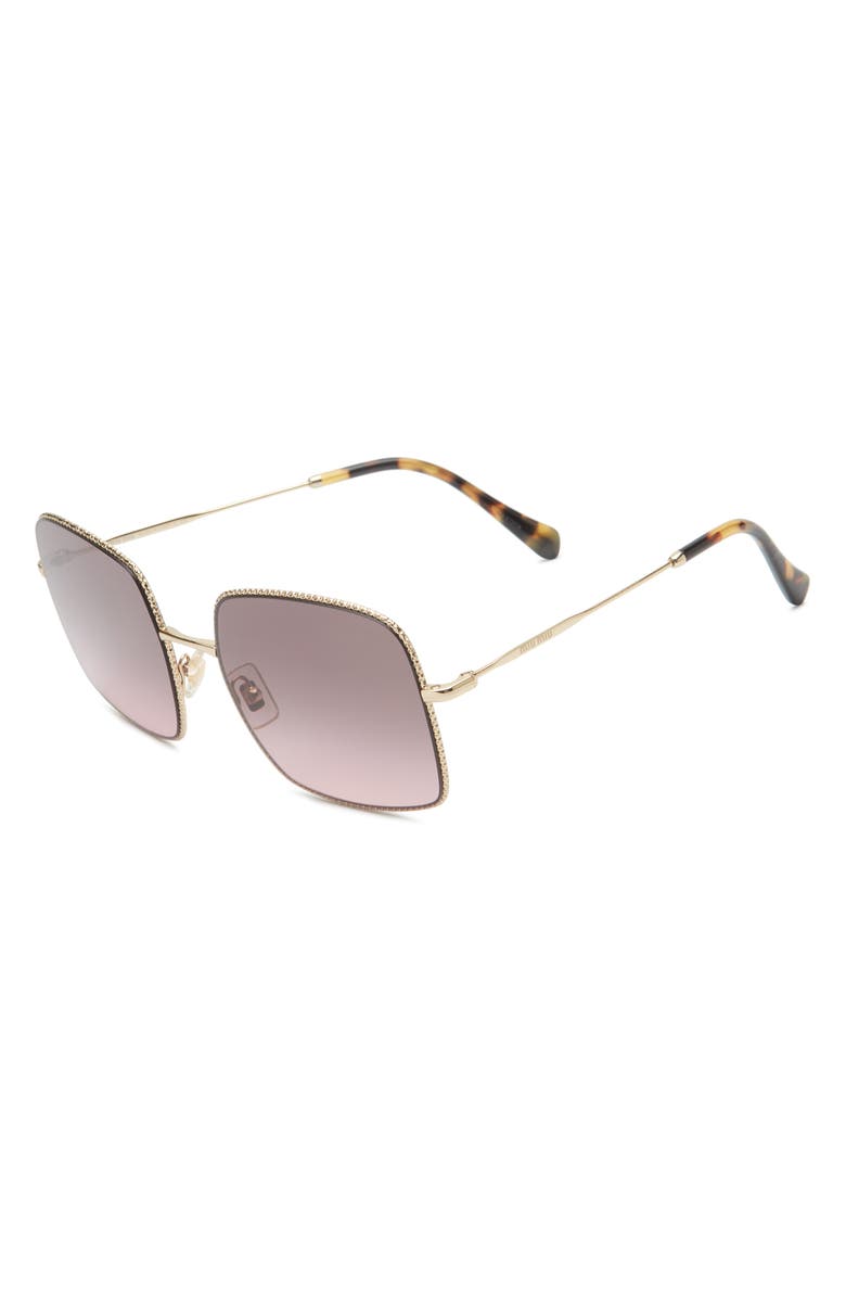 Miu Miu 56mm Gradient Rectangular Sunglasses, Alternate, color, Pale Gold