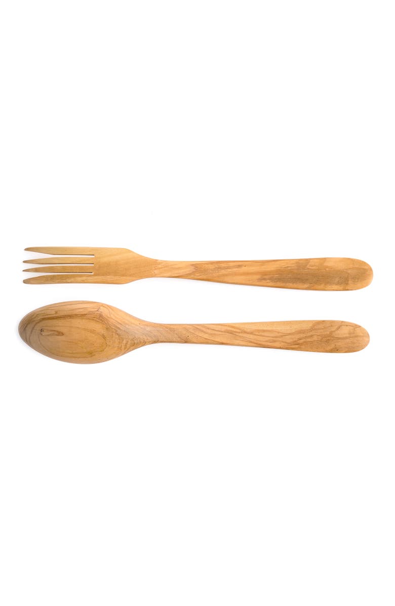 Berard Handcrafted Olive Wood 2 Piece Salad Serving Set, 12 Inch, Alternate, color, Brown