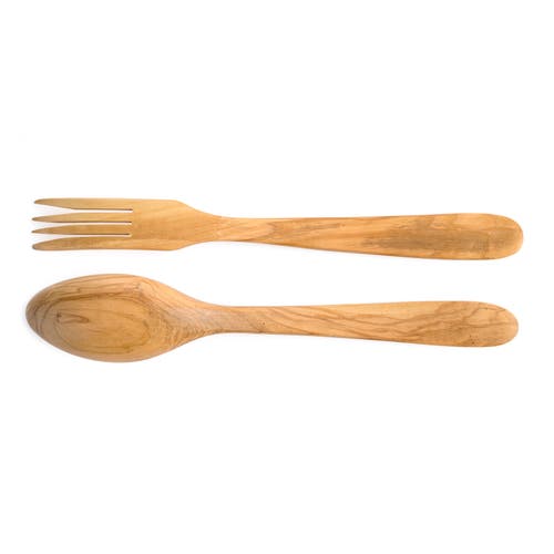 Berard Handcrafted Olive Wood 2 Piece Salad Serving Set, 12 Inch In Brown