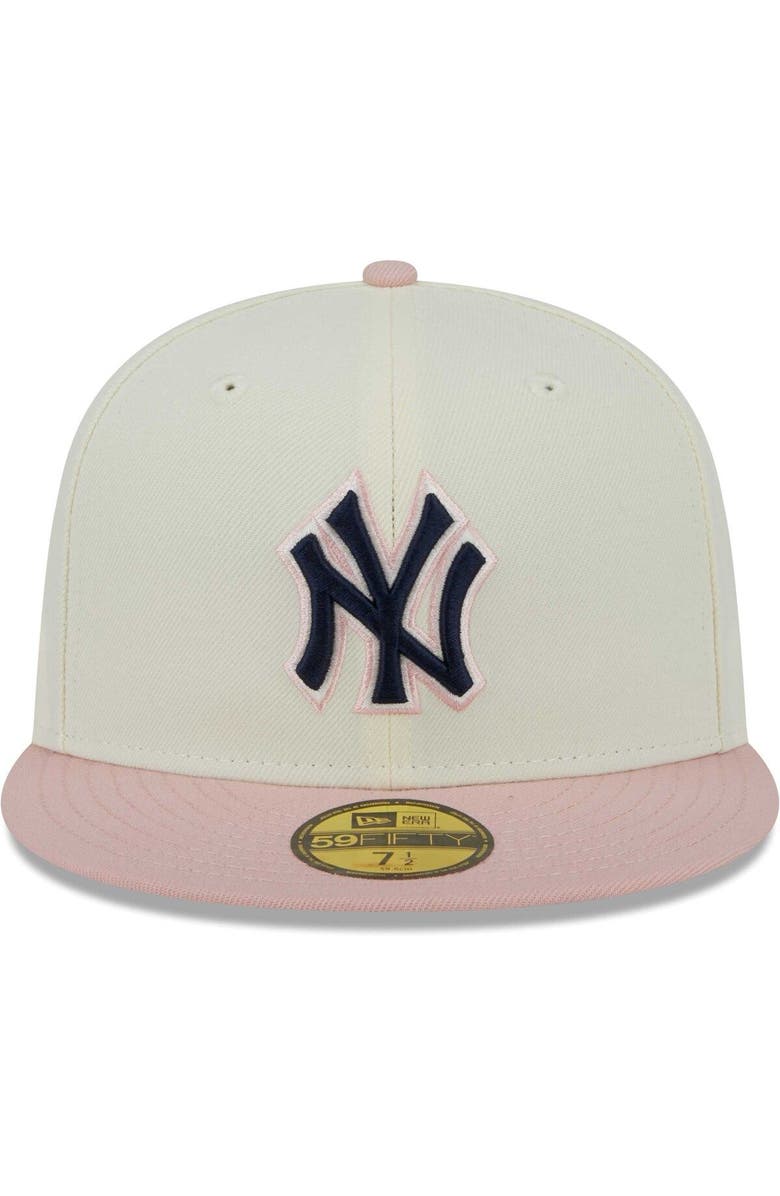 New Era Men's New Era White/Pink New York Yankees Chrome Rogue 59FIFTY Fitted Hat, Alternate, color, 