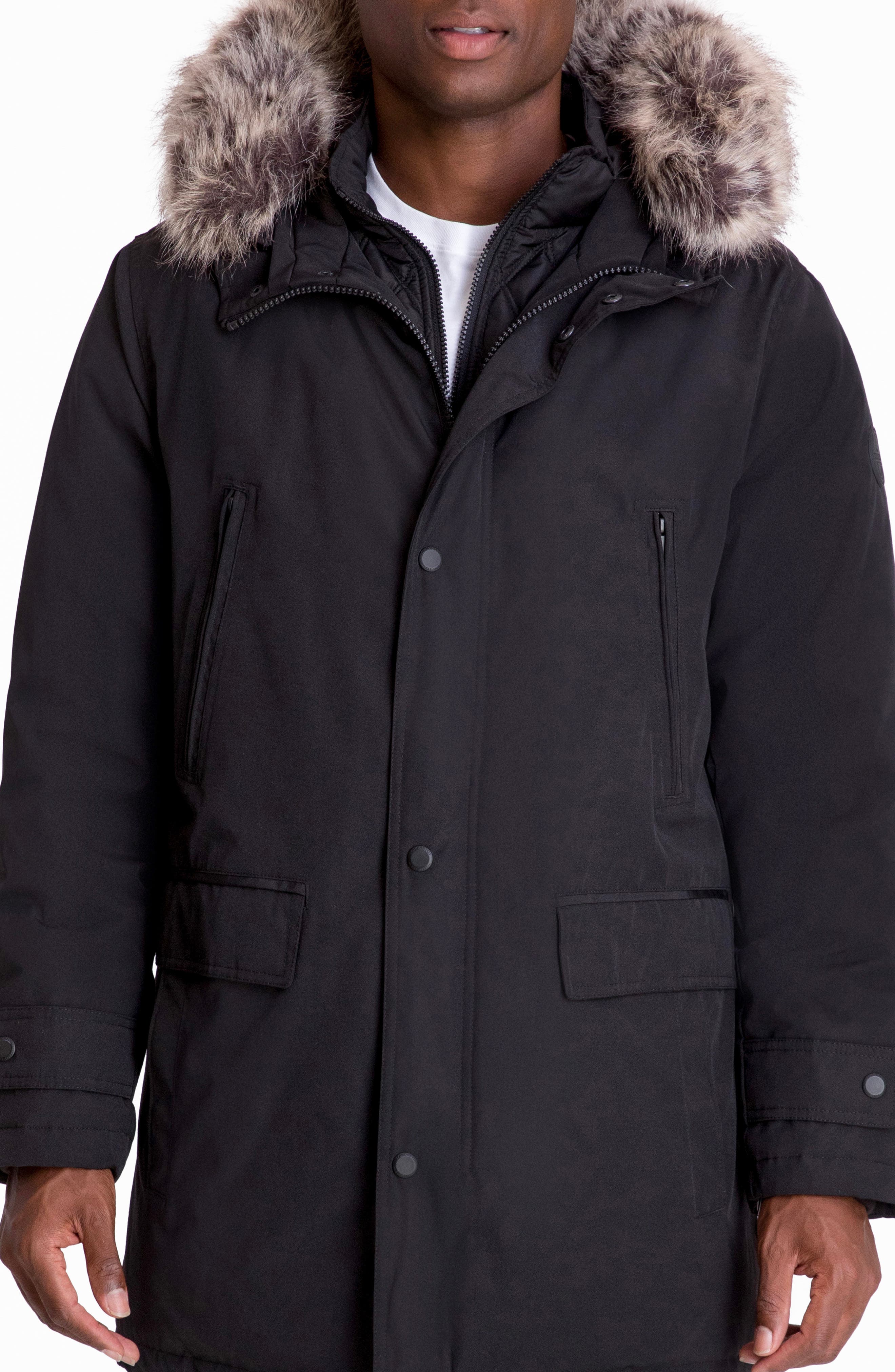 Water Resistant Snorkel Parka with Faux Fur Trim