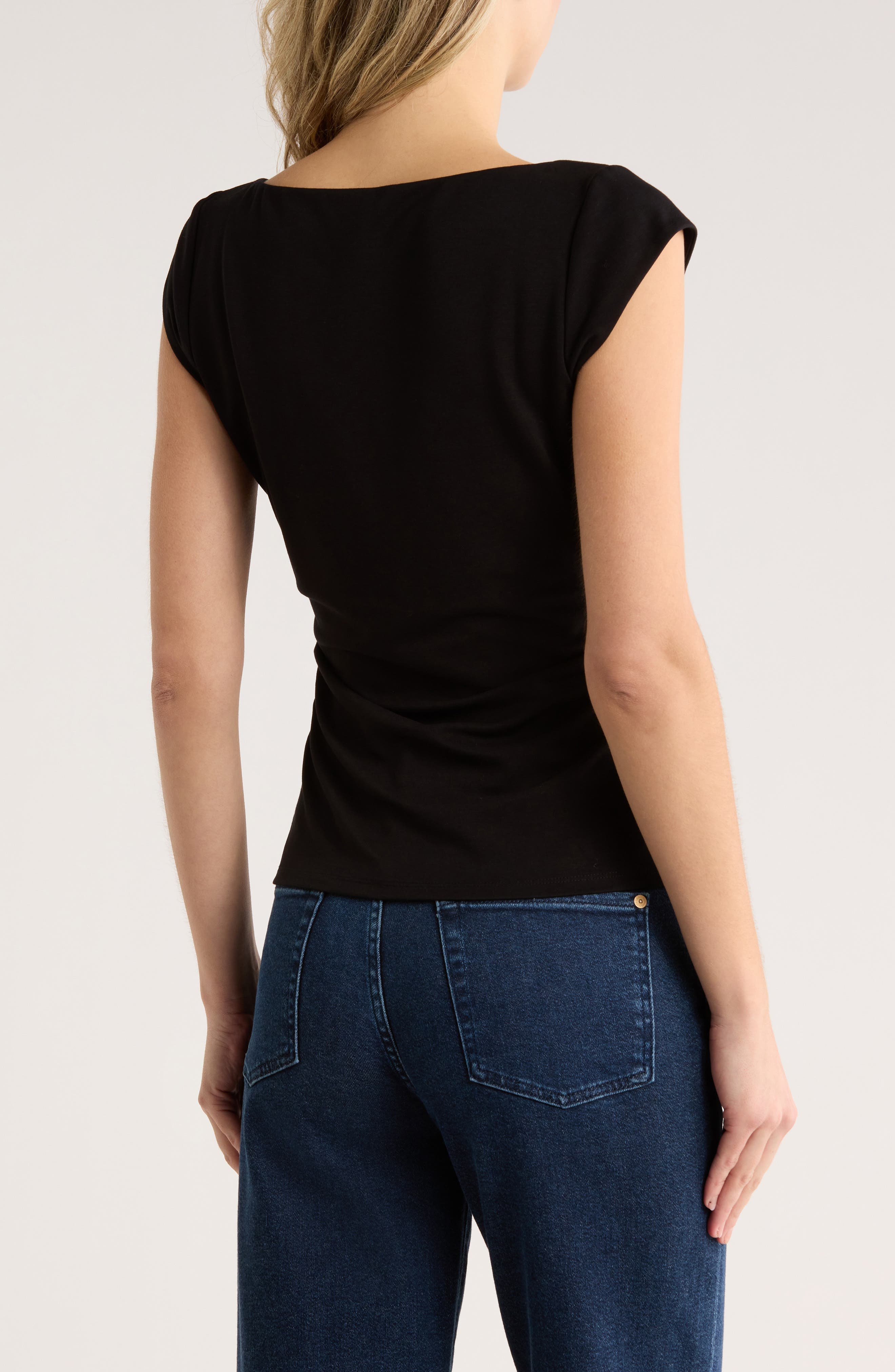 Cap Sleeve Ruched Side T-Shirt - image 2
