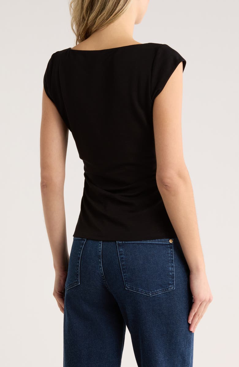 DR2 by Daniel Rainn Cap Sleeve Ruched Side T-Shirt, Alternate, color, Black