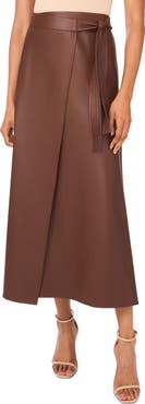 Halogen® Faux Leather Side Tie Skirt