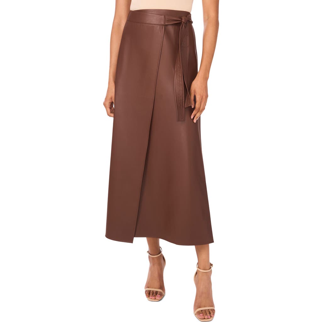 Halogen ® Faux Leather Side Tie Skirt In Brown