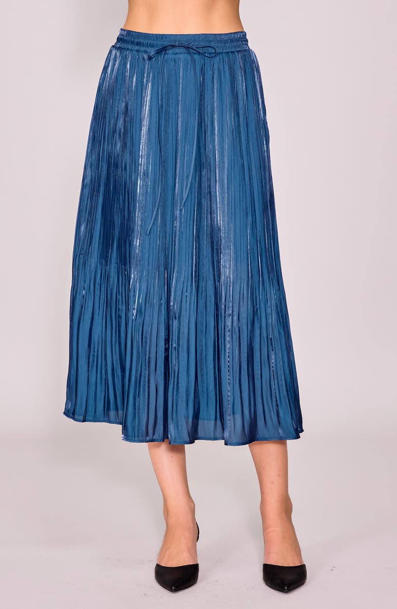 MELLODAY Metallic Release Pleat Skirt, Main, color, Navy