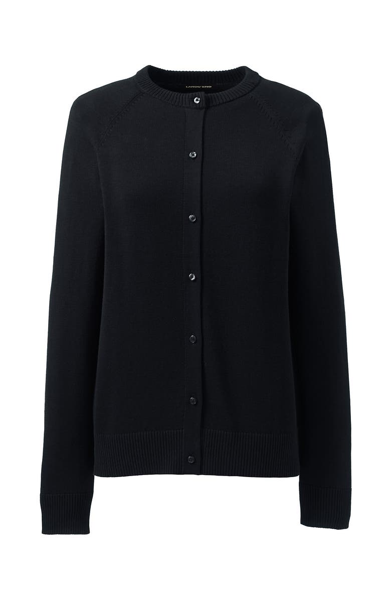 Lands' End School Uniform Young  Cotton Modal Cardigan Sweater, Alternate, color, Black