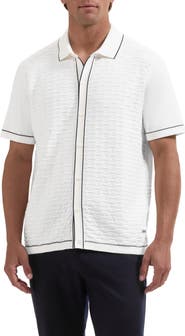 Bugatchi Short Sleeve Full Button Sweater