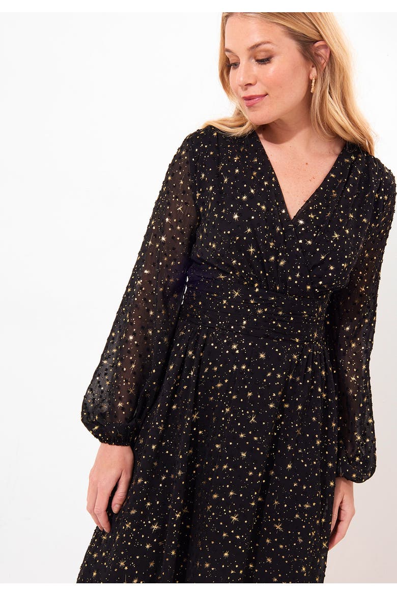 Starry Georgette Midi Dress, Alternate, color, STARRY NIGHT