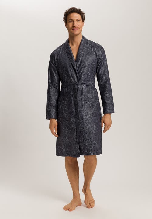 Hanro Selection Satin Cotton Robe In Blue