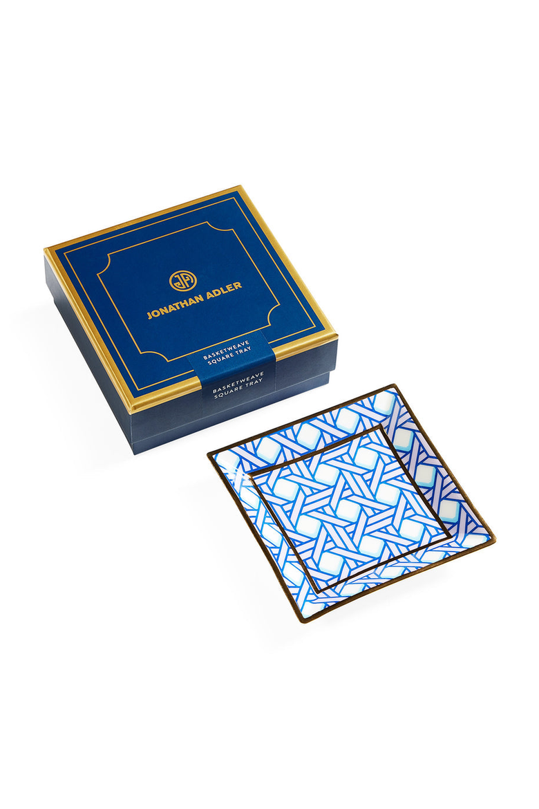 Basketweave Square Tray, Alternate, color, Blue / Lavender / Gold
