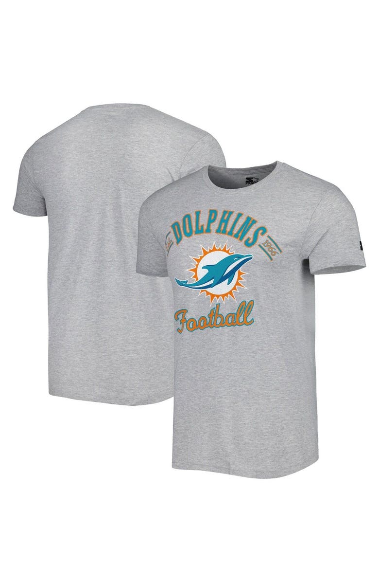 STARTER Men's Starter Heathered Gray Miami Dolphins Prime Time Logo T-Shirt, Main, color,