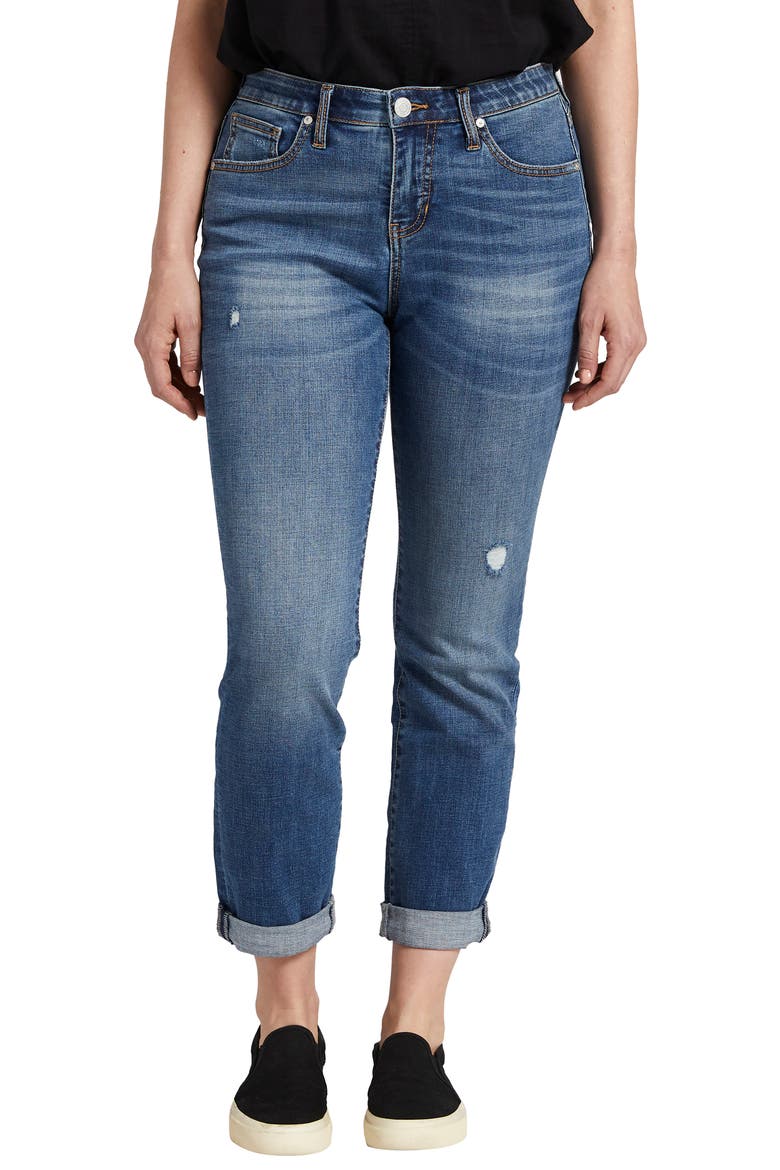 Carter Mid Rise Crop Girlfriend Jeans, Main, color, EVERTON BLUE