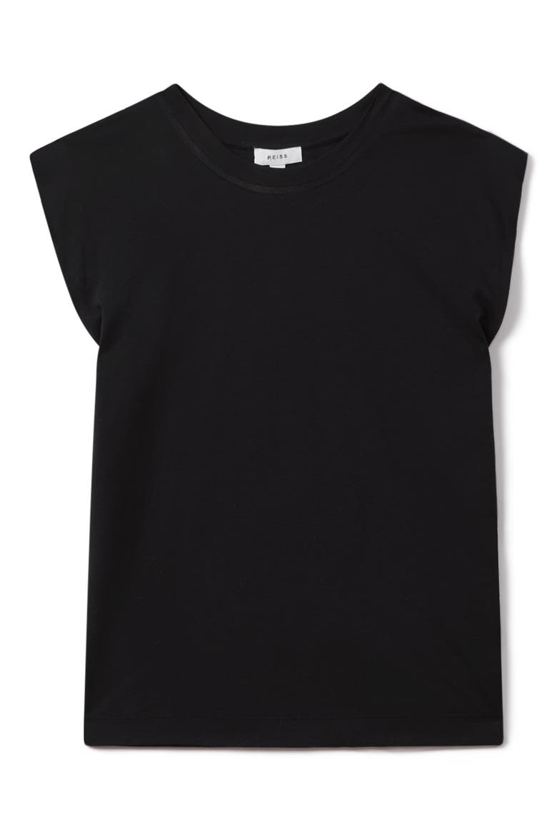 Morgan Cap Sleeve Cotton T-Shirt, Alternate, color, BLACK