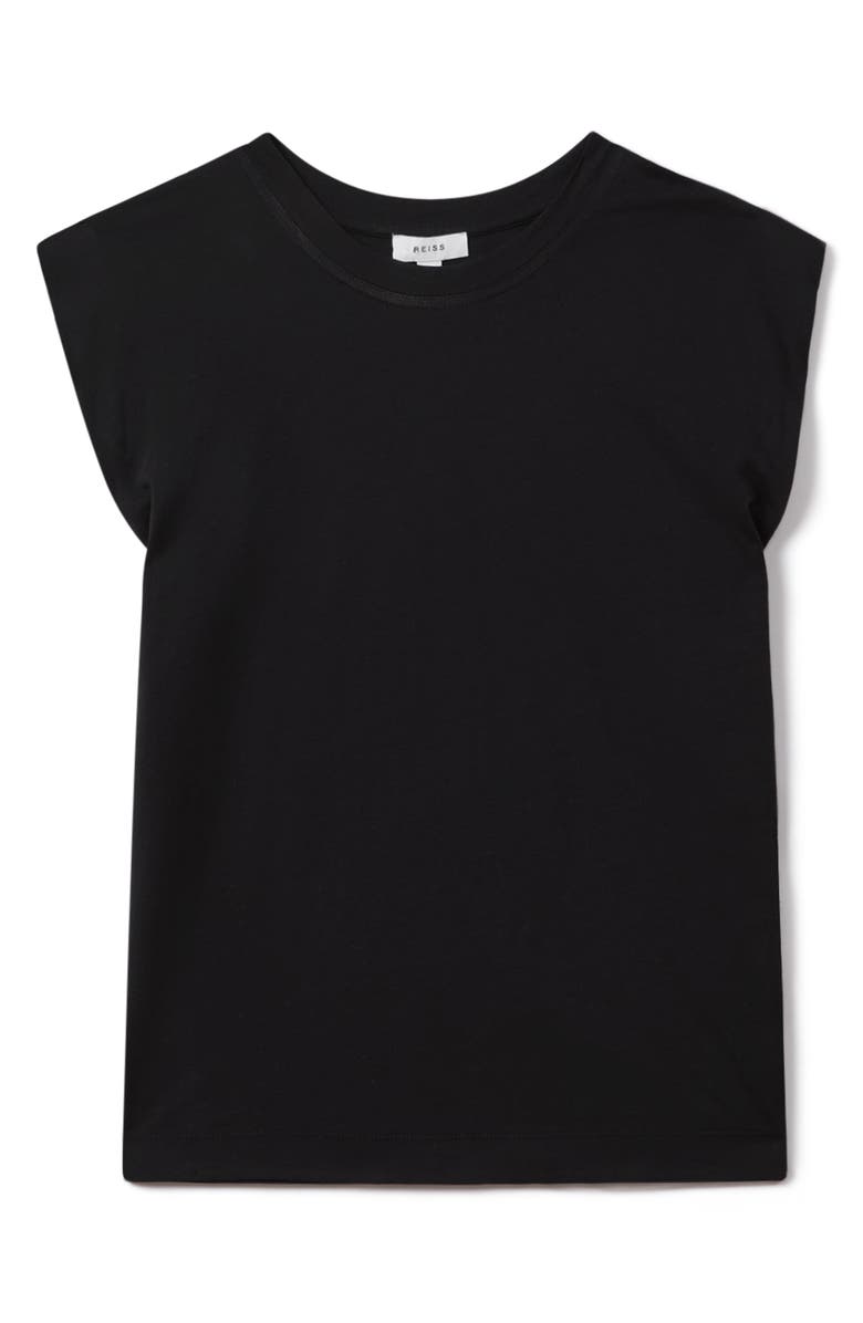 Reiss Morgan Cap Sleeve Cotton T-Shirt, Alternate, color, Black