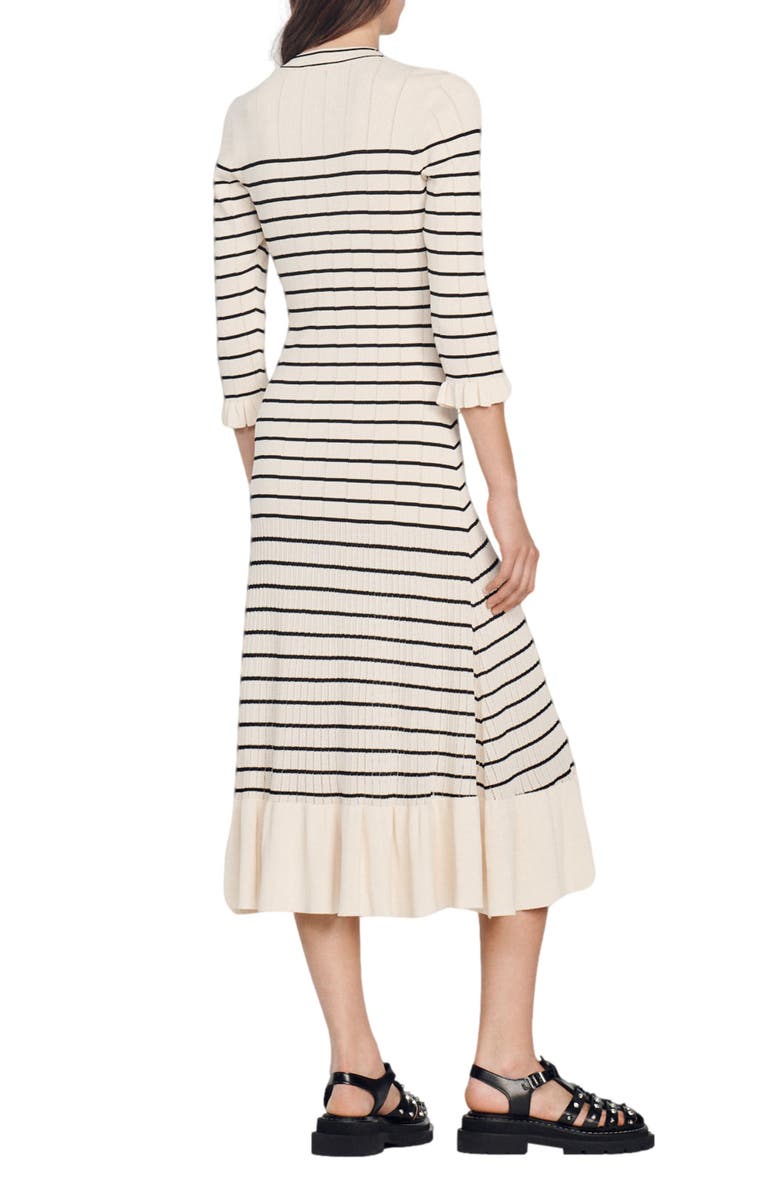 SANDRO Armelline Mixed Media Stripe Sweater Dress, Alternate, color, 