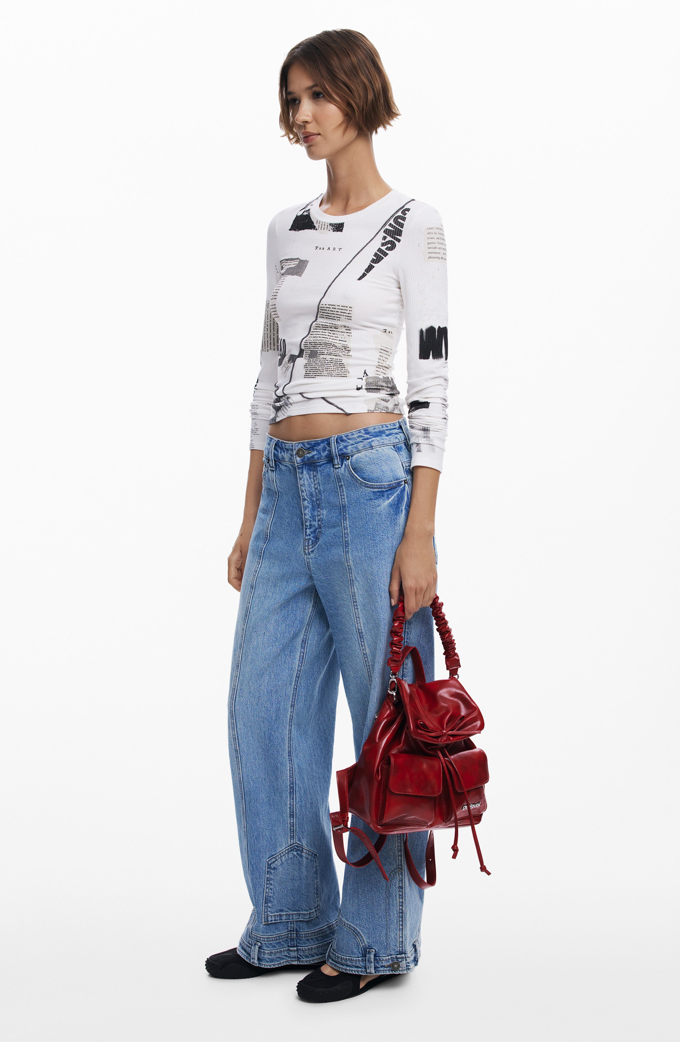 Desigual Bow Accent Faux Leather Backpack, Alternate, color, Red