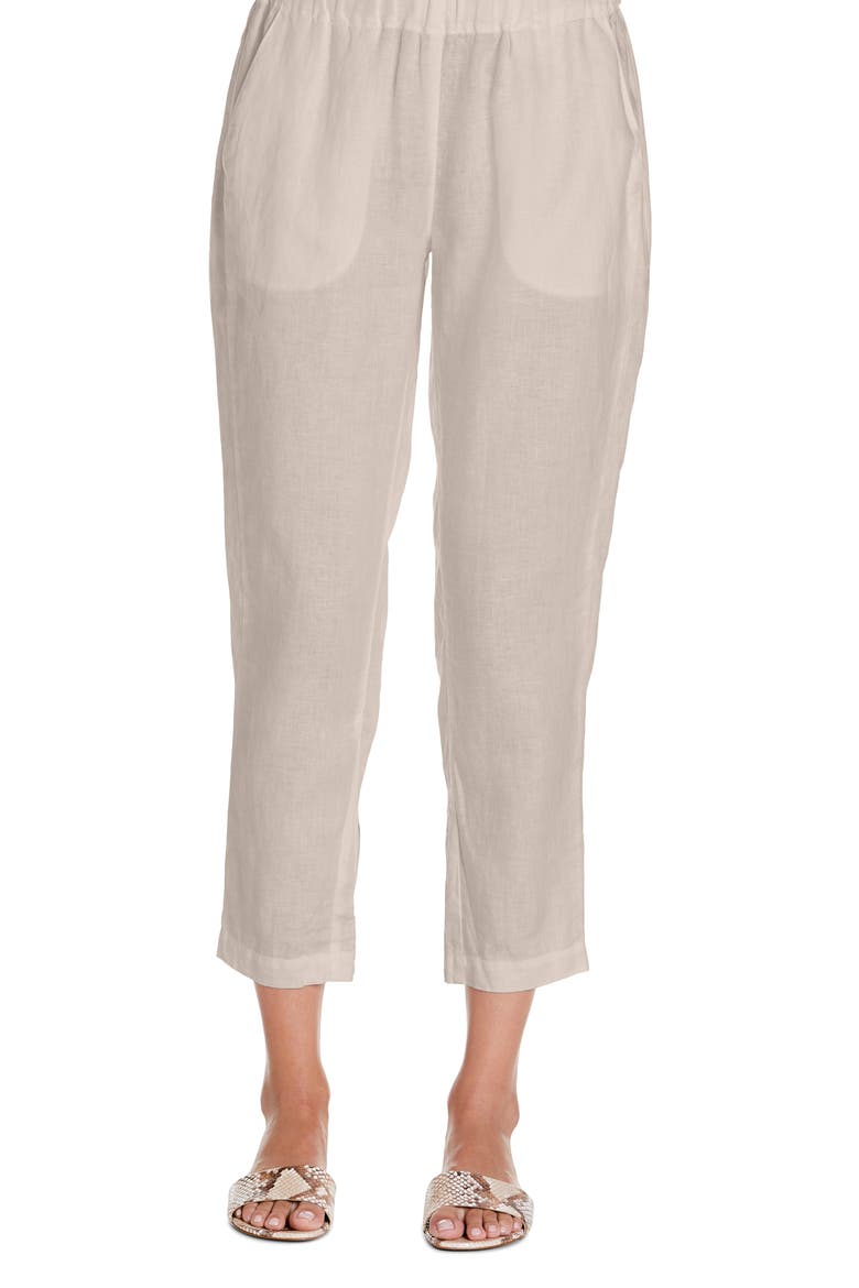 Rima Tapered Crop Linen Pants, Main, color, CASTLE