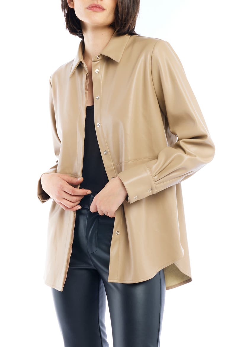 Max Faux Leather Shirt, Alternate, color, TAUPE