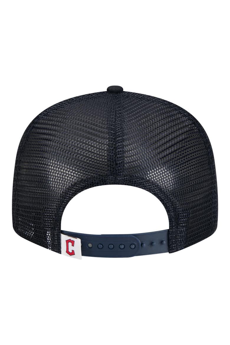 Youth New Era  Navy Cleveland Guardians 9FIFTY Trucker Snapback Hat, Alternate, color, Navy