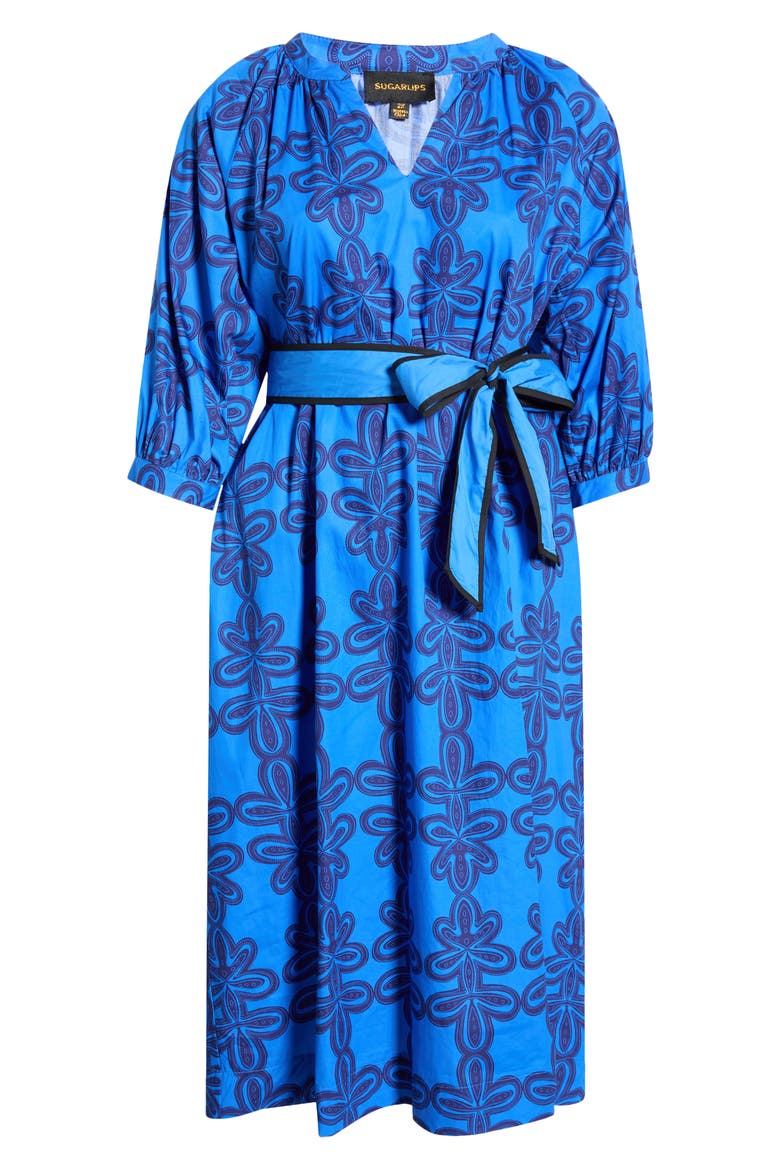 Romery Puff Sleeve Cotton Maxi Dress, Alternate, color, BLUE-NAVY-MUL
