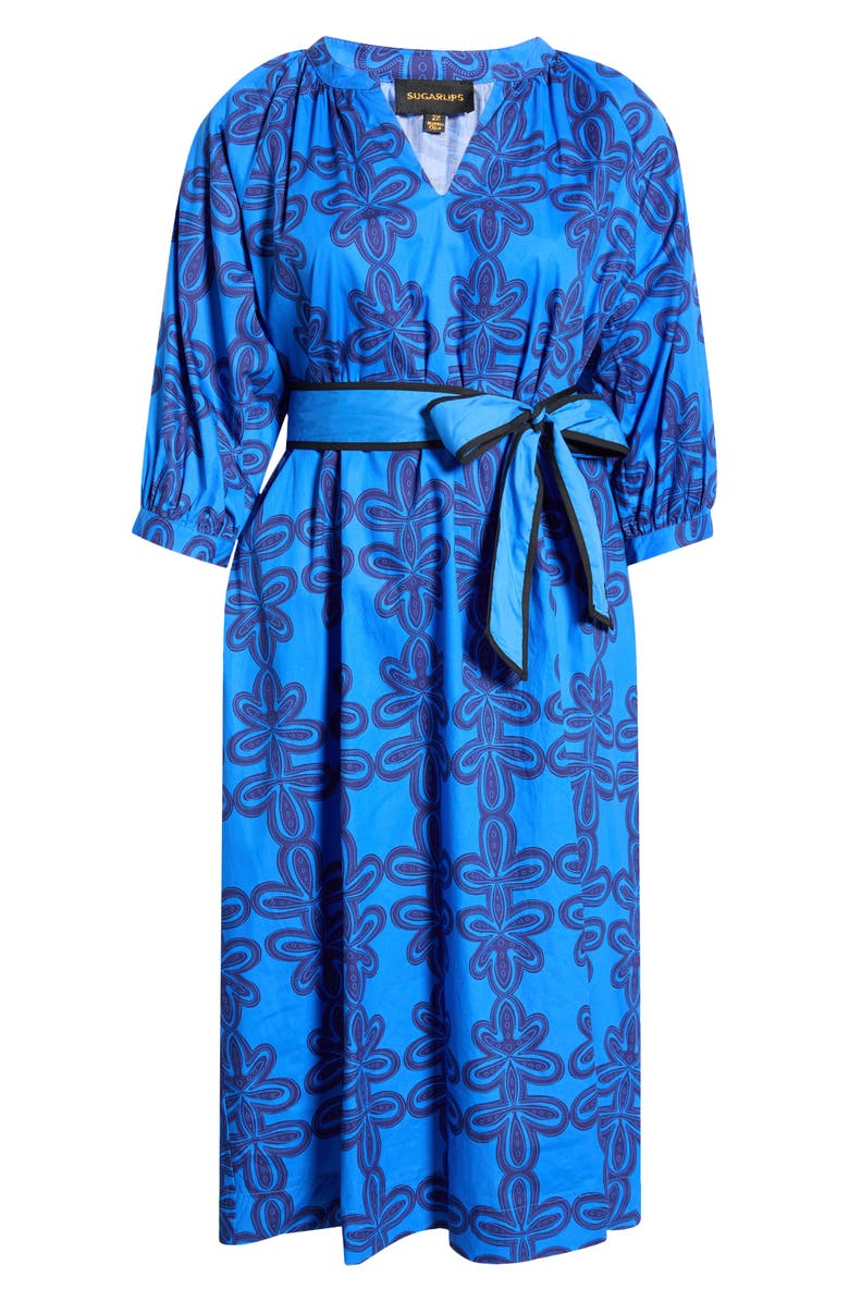 SUGARLIPS Romery Puff Sleeve Cotton Maxi Dress, Alternate, color, Blue-Navy-Mul