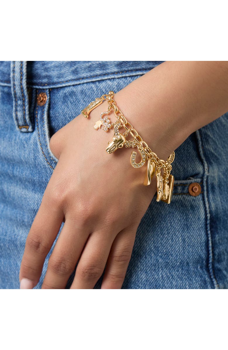 Jessica Simpson Gold-Tone Mixed Charm Toggle Bracelet, Alternate, color, Gold