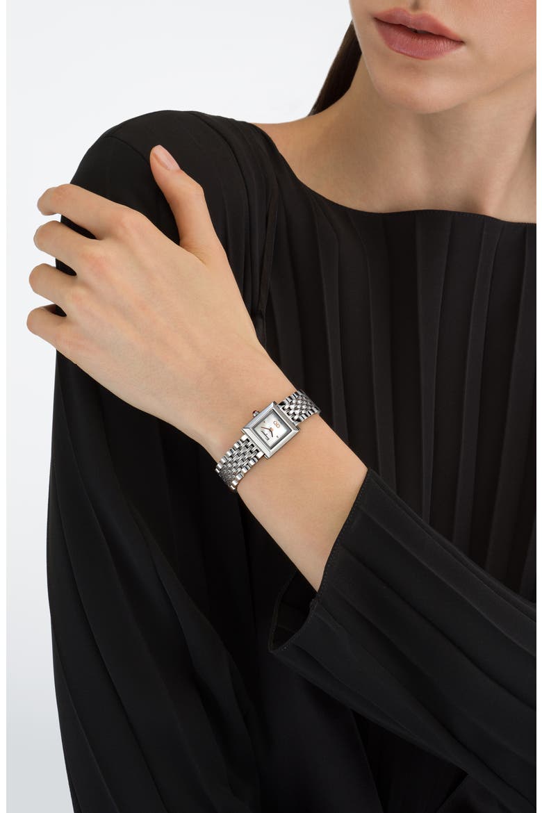 Square Bracelet Watch, 19mm x 19mm, Alternate, color, STAINLESS STEEL