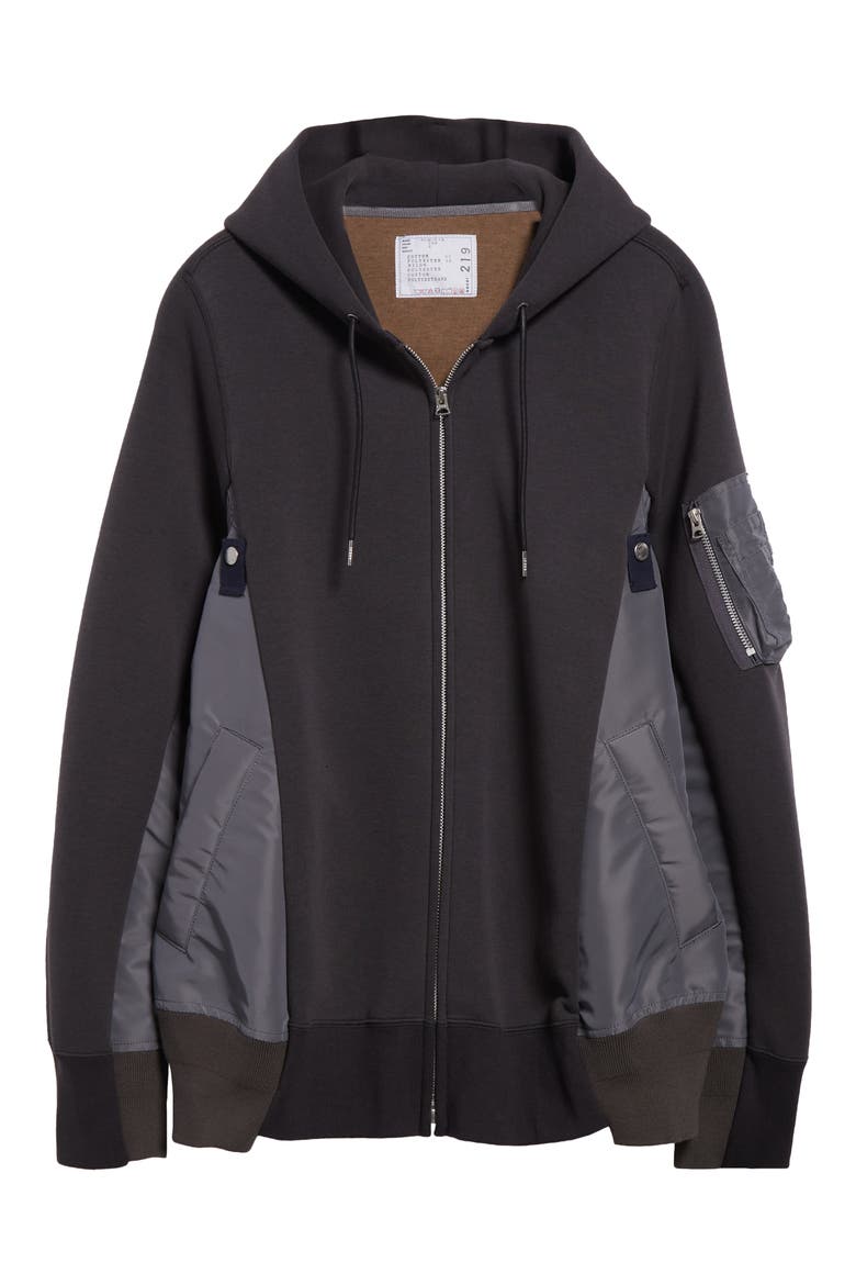 Sponge Sweat Mixed Media Zip Hoodie (Men) | Nordstrom