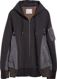 Sacai Sponge Sweat Mixed Media Zip Hoodie