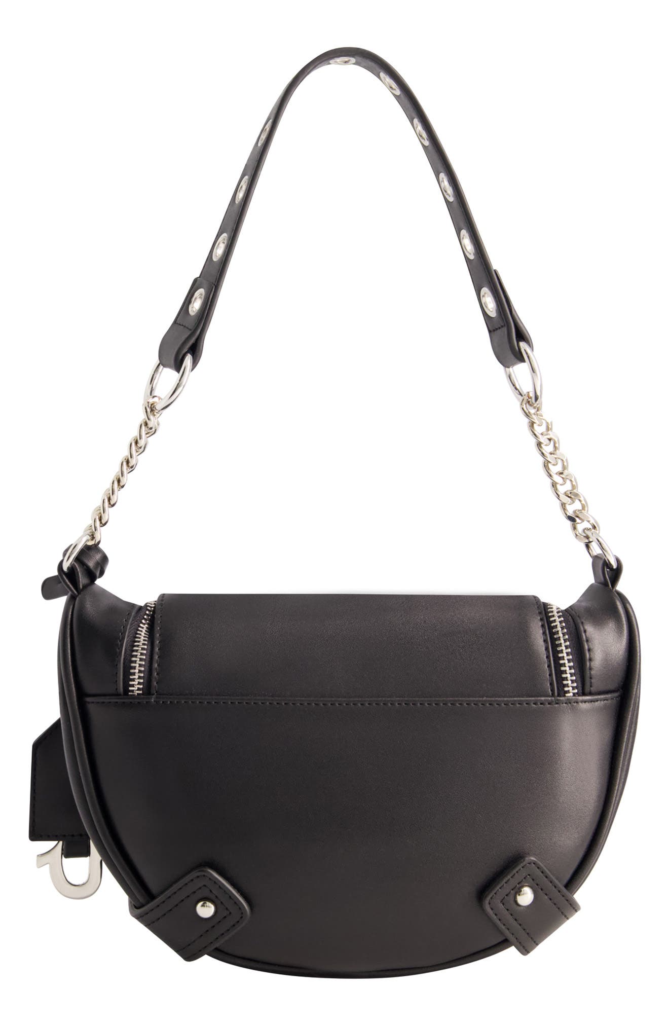 Chain Handle Hobo, Alternate, color, BLACK
