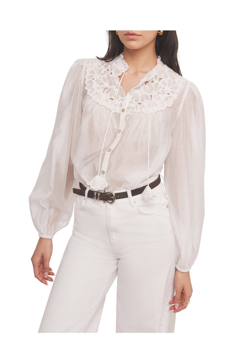 Floral Cutwork Detail Blouse, Main, color, Ivory