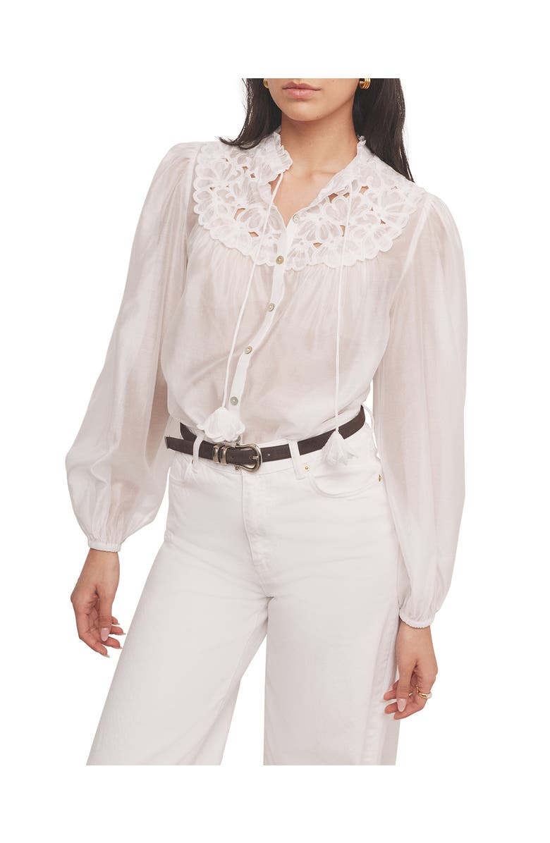 MINT VELVET Floral Cutwork Detail Blouse, Main, color, Ivory