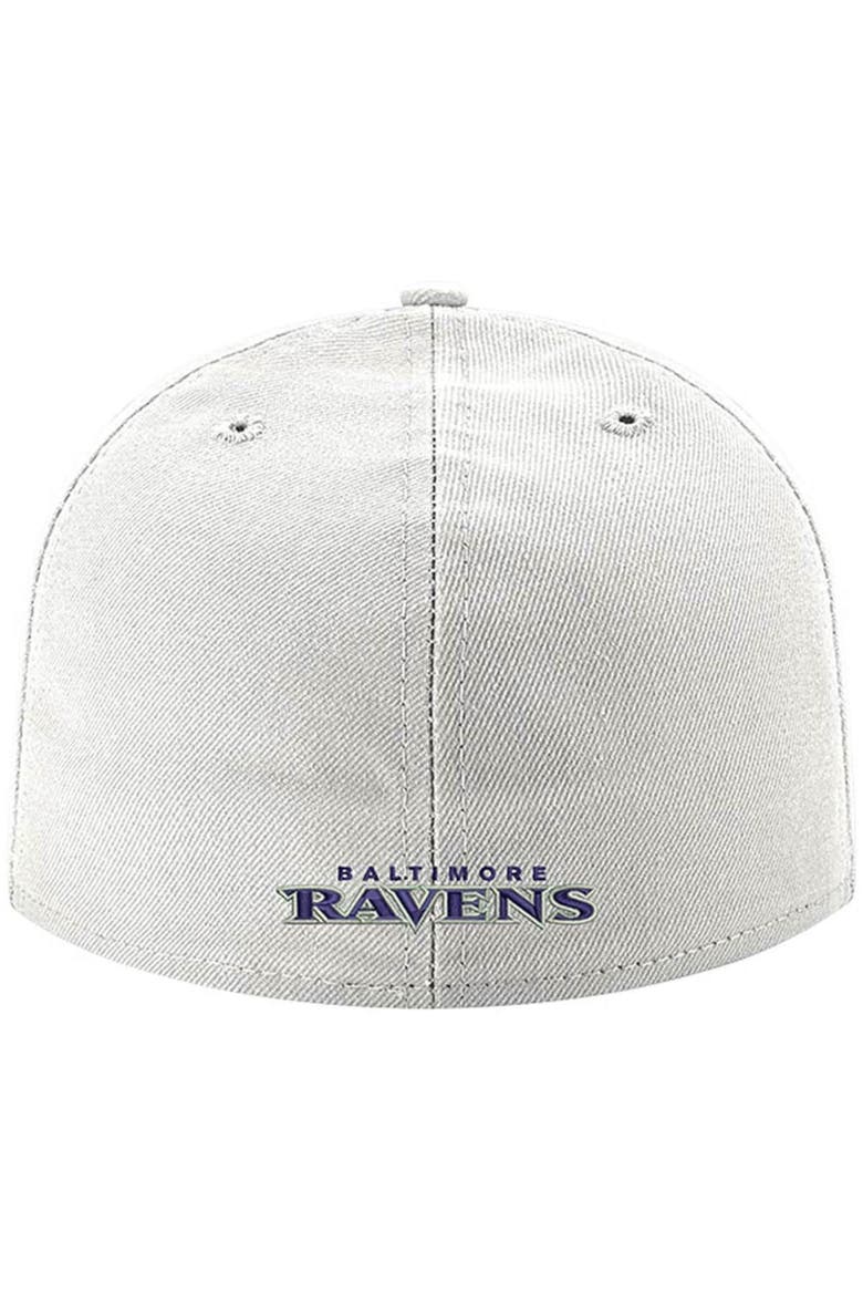 Men's New Era White Baltimore Ravens Omaha Lettermark 59FIFTY Fitted Hat, Alternate, color, White