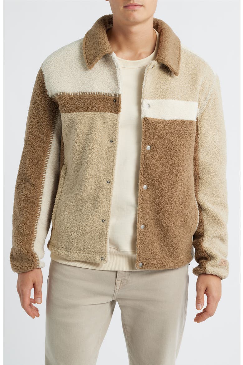Lachlan UGGfluff Shirt Jacket, Main, color, SAND MULTI