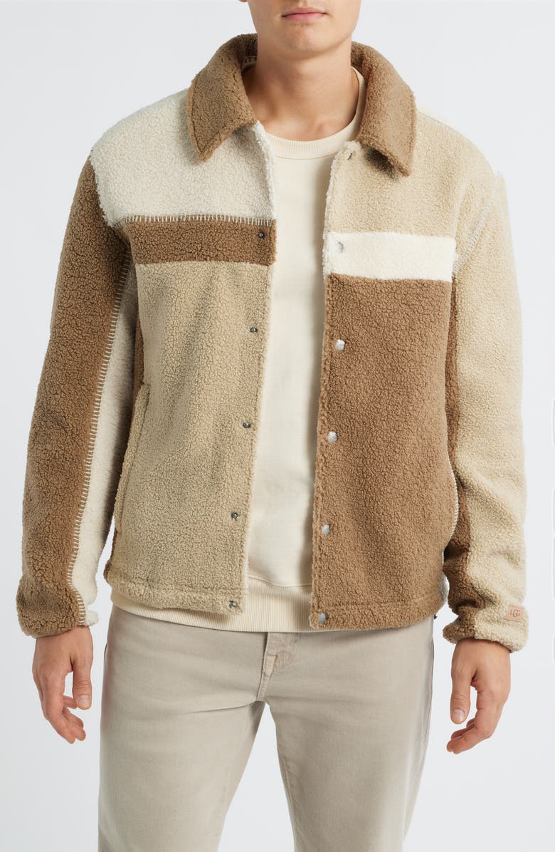UGG<sup>®</sup> Lachlan UGGfluff Shirt Jacket, Main, color, Sand Multi