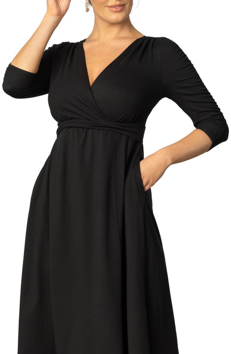 Kiyonna Gabriella A-Line Midi Dress, Alternate, color, Black Noir