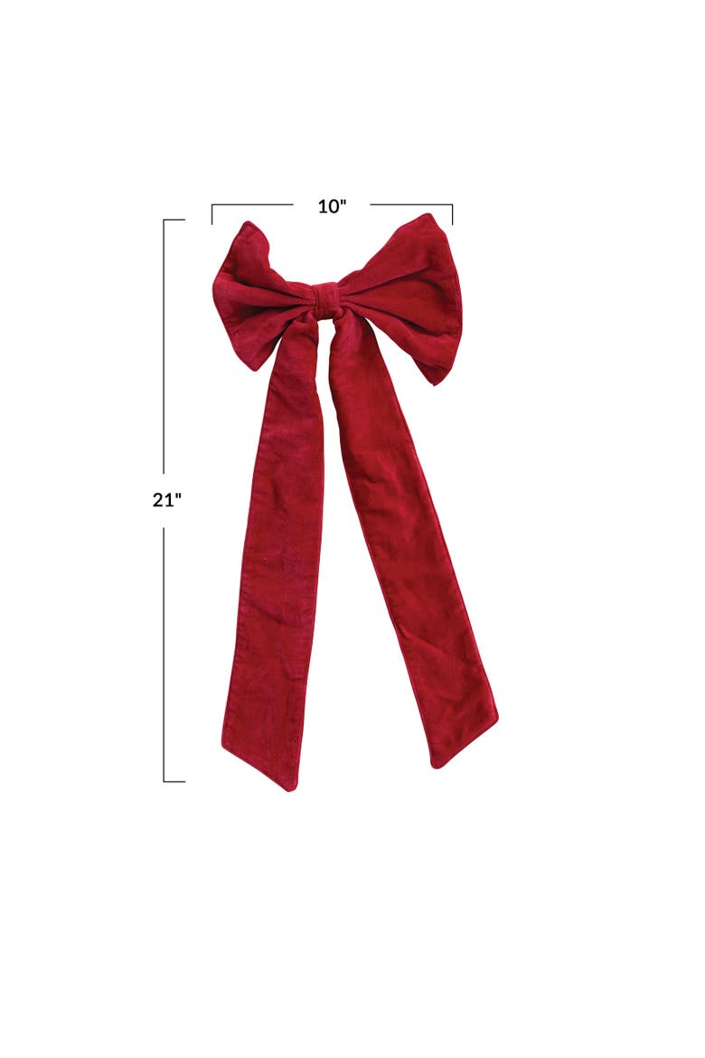 Velvet Artisan Bow Clip with Iron Accent, Alternate, color, Red