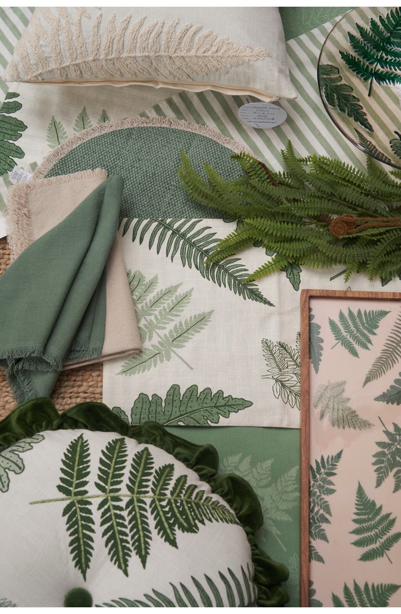 C&F Home Fern Leaves Stripes Embroidered Woven Throw Pillow, 12" x 24", Alternate, color, Green