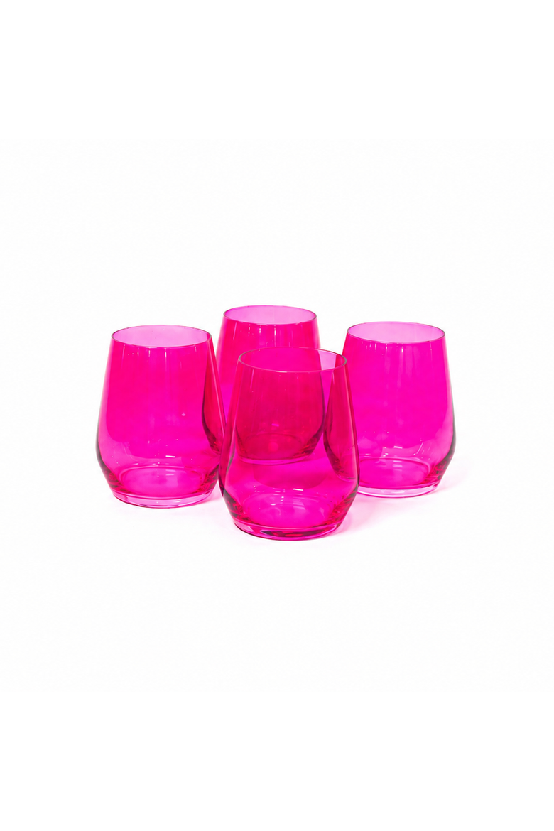 Stemless Wine Glass - Set of 4, Main, color, Hot Hot Pink