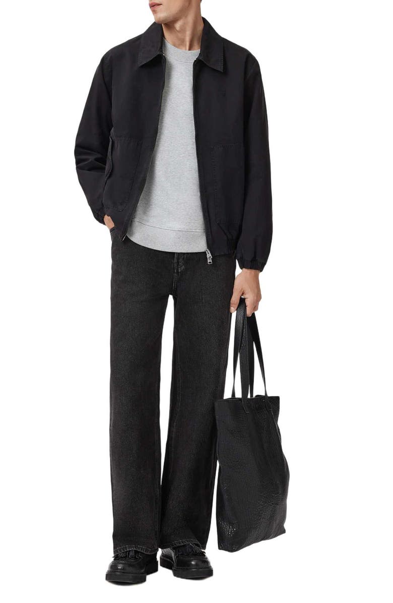 AllSaints Milo Oversize Cotton Fleece Crewneck Sweatshirt, Alternate, color, Light Grey Marl