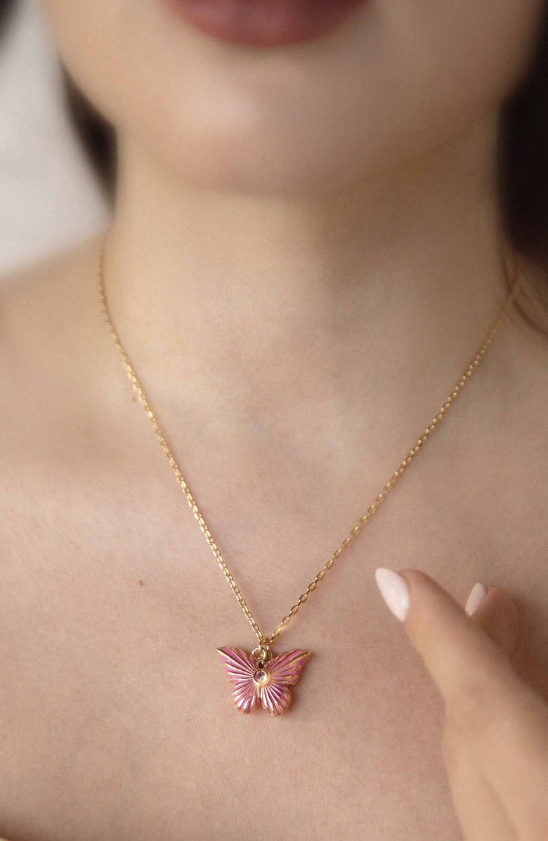 Ettika 'Be The Change' Butterfly Charm Necklace, Alternate, color,