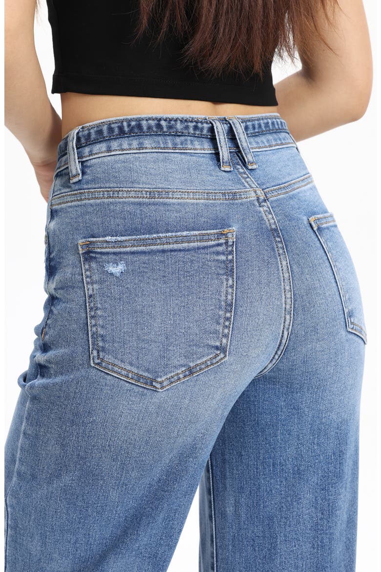 Tie Belt High Waist Wide Leg Jeans, Alternate, color, AURORA