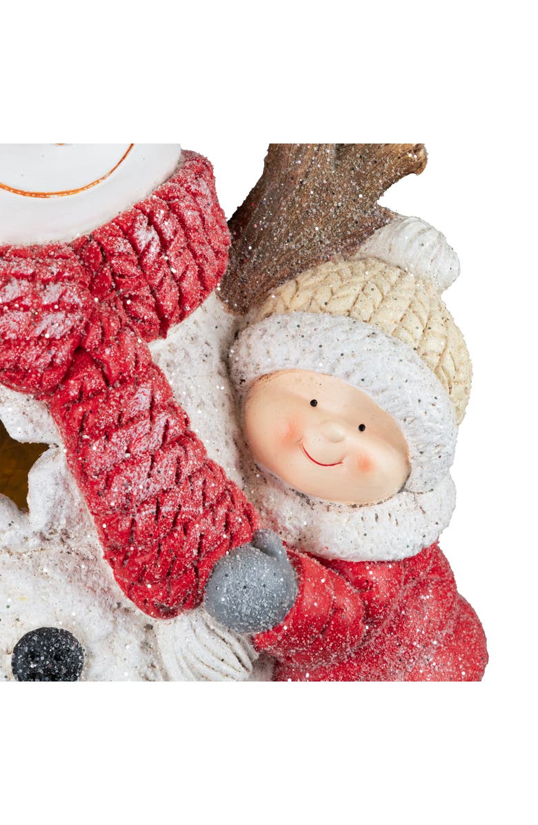 Northlight Lighted Snowman and Boy Christmas Decoration - 18" - Clear LED Lights, Alternate, color, Red